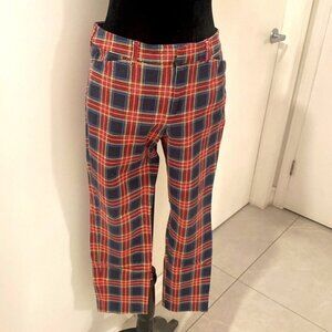 OLD NAVY Pixie Plaid Tartan pull on Cotton stretchy Straight Leg Pants